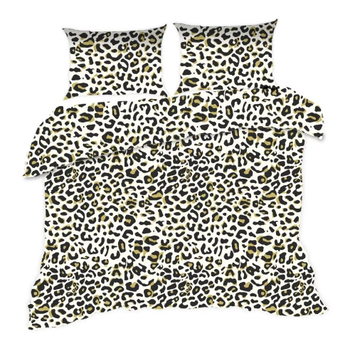 1383N Baumwollbettwäsche Classic E24 Karo Leopard Schwarz Beige – 100 % Baumwolle, langlebig, farbenfroh, 2-teiliges Set