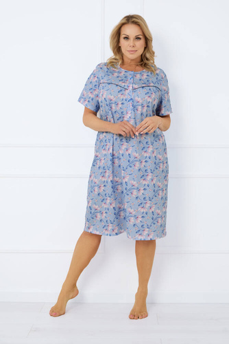 Facelia ungeknöpftes Nachthemd, kurze Ärmel Italienische Mode - Druck