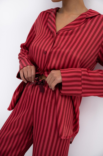 Rosemary Sensis Damenpyjama – Viskose, Reißverschluss, gestreift