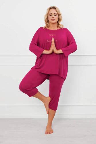 Natura Damen 3/4 Schlafanzug Italian Fashion - Wein