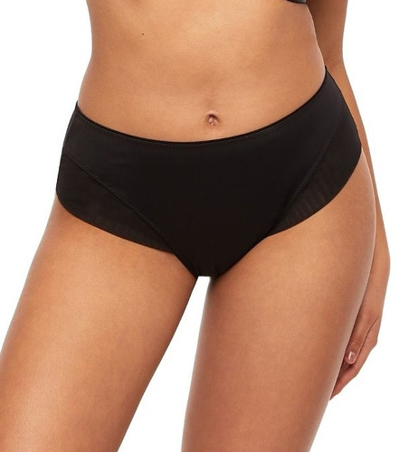 Klassischer Damen Slip Comfort Kinga P-861/2 Schwarz – glänzende Mikrofaser, doppeltes Mesh, maximaler Tragekomfort