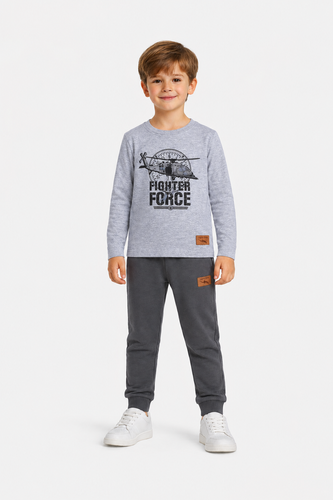 Jungen Jogginghose Lagarto Verde KAR-0040/SZA aus Baumwolle Grau