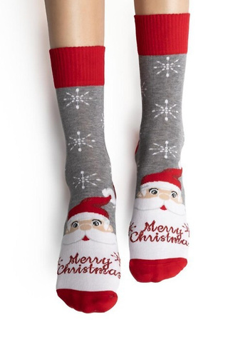 ART.136 Steven Damen-Weihnachtssocken, Melangegrau 137 – Baumwolle, warm, Wintermuster