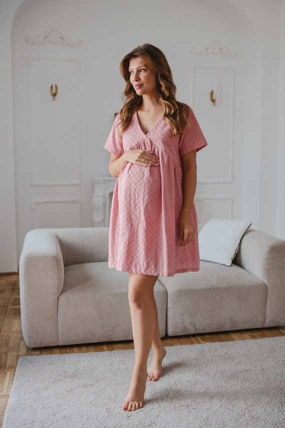 Flower Power Milk&Love Umstands- und Stillnachtkleid Boho Staubiges Rosa