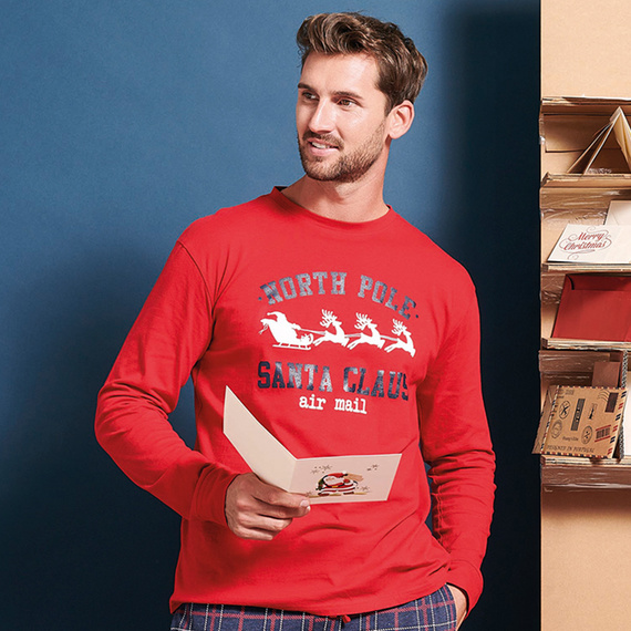 Gioew Herren-Pyjama Sorbetto Rot – festlich, kariert, bequem und stilvoll