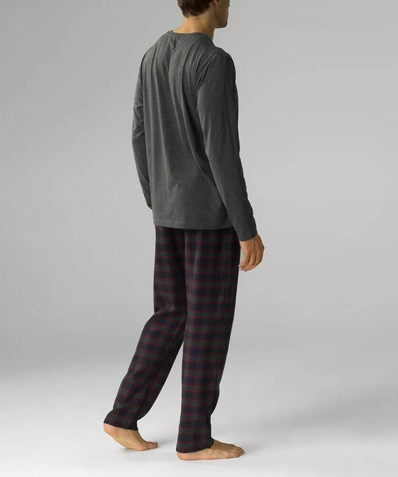 NMP-375 Herren-Langarmpyjama, atlantisch-grau-rot