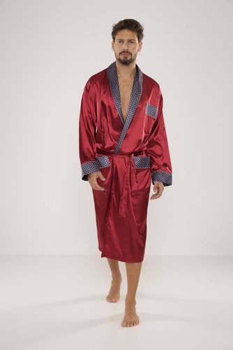 940 Forex Bademantel aus Satin für Männer - kastanienbraun