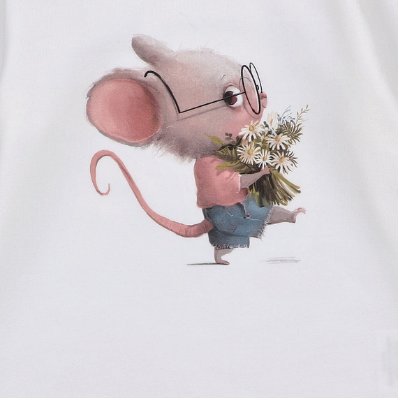 KAR-3008 Mädchen-Langarmbluse Lagarto Verde ecru – modisch, Baumwolle, polnische Produktion