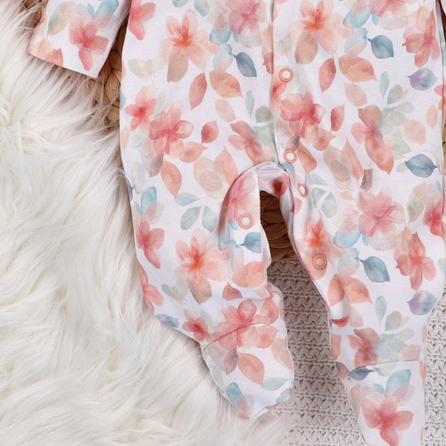 ABN-5419 Bunte Blumen Baumwollstrampler für Mädchen, Nini-Print