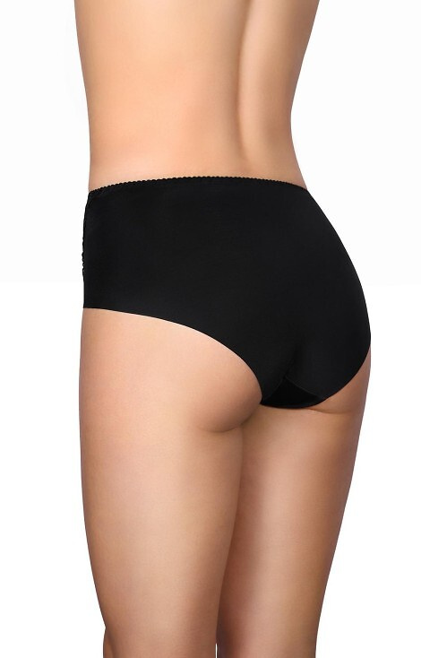 58 Modo schwarzer Slip – Mikrofaser, Spitze vorne, lasergeschnitten