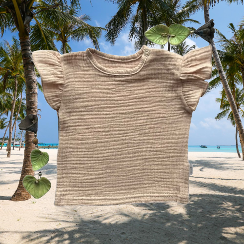 Mamatti BL50115 beige leichte elegante Musselinbluse für den Sommer