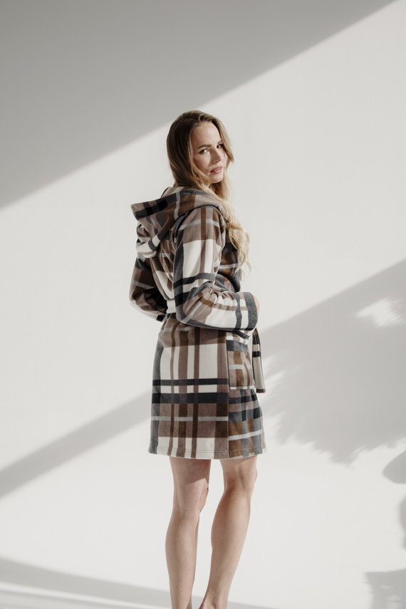 031 De Lafense Bademantel-Decke - warmer Fleece-Damenbademantel Super Cozy, braun