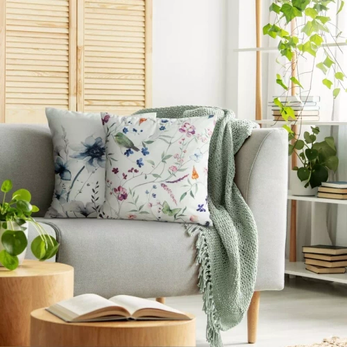 Kissenbezug 45x45 Mink 36 Eurofirany Samt Blumen dekorativ