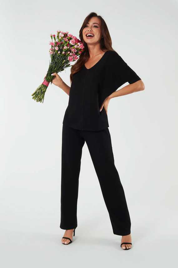 Soler Damen lange Hose Italienische Mode - schwarz 