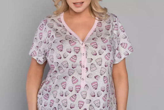 Dolce Damen Kurzarmhemd Italian Fashion - Druck