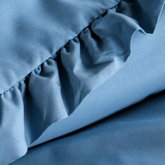 Eurofirany MI Mikrofaser-Bettwäsche mit Rüsche, weich, mit Reißverschluss, blau