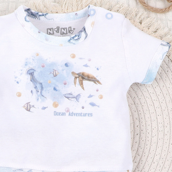 ABN-5453 Sea Of Joy Baby Rampers Nini weiß – Bio-Baumwolle, bequeme Druckknöpfe