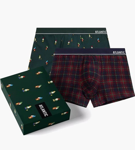 2GMH-031/25 Atlantic Herren-Boxershorts – Baumwolle mit Elasthan, buntes Muster, 2er-Pack
