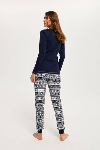 Arktyka Damen Schlafanzug langarm, lange Hose Italian Fashion - navy blau/print