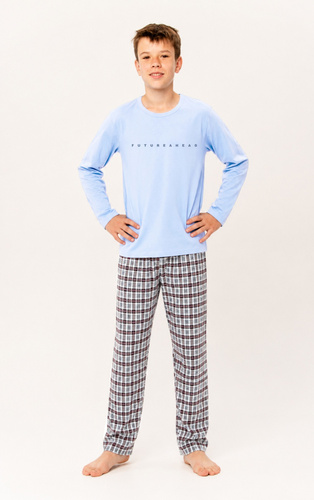 Jungen-Pyjama Taro 3685 Sven Blau 100% Baumwolle Langarm