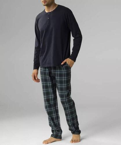NMP-375 Herren-Langarmpyjama, atlantisch-blaugrün