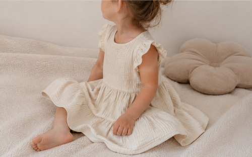 Mamatti SE50503 Muslin-Kleid Ecru Leicht Baumwolle für Mädchen