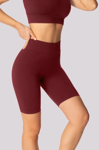 Gerippte Bikershorts für Damen von Mona, Burgunderrot
