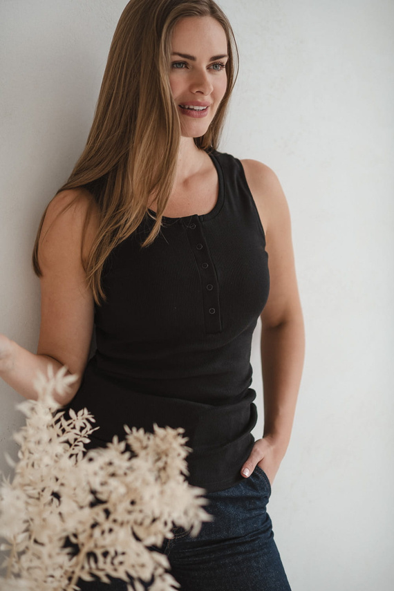 Tummy Umstands- und Still-T-Shirt – gerippt, mit Trägern Milk&Love schwarz