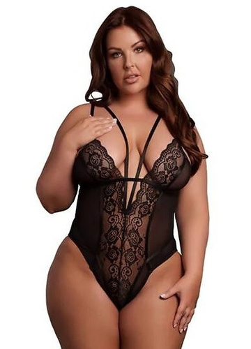 Body AMR006 Amour Le Désir Spitzenbody Plus Size XL-4XL Schwarz