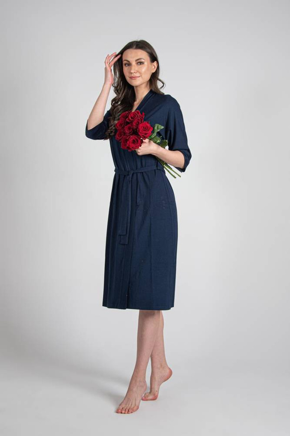 942 Visa Langer Morgenmantel De Lafense - navy blau