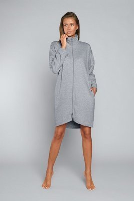 Grafi Damen Morgenmantel mit Reißverschluss Italian Fashion- melange