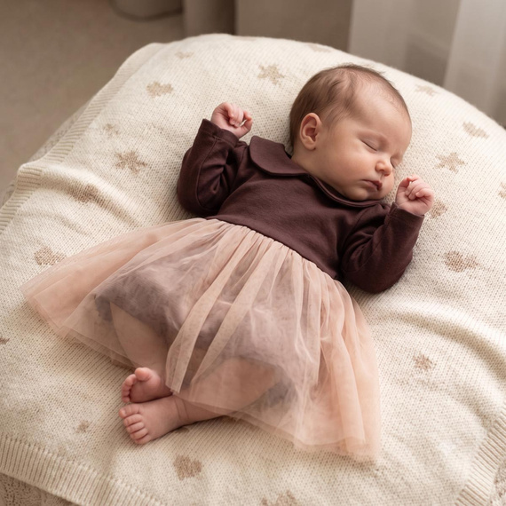226161 Nicol HANIA Kleid-Body mit Tüll beige braun langarm