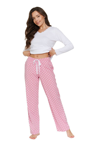 Damen-Pyjama Doctor Nap 7563 Hearts 100% Baumwolle Lang mit Taschen