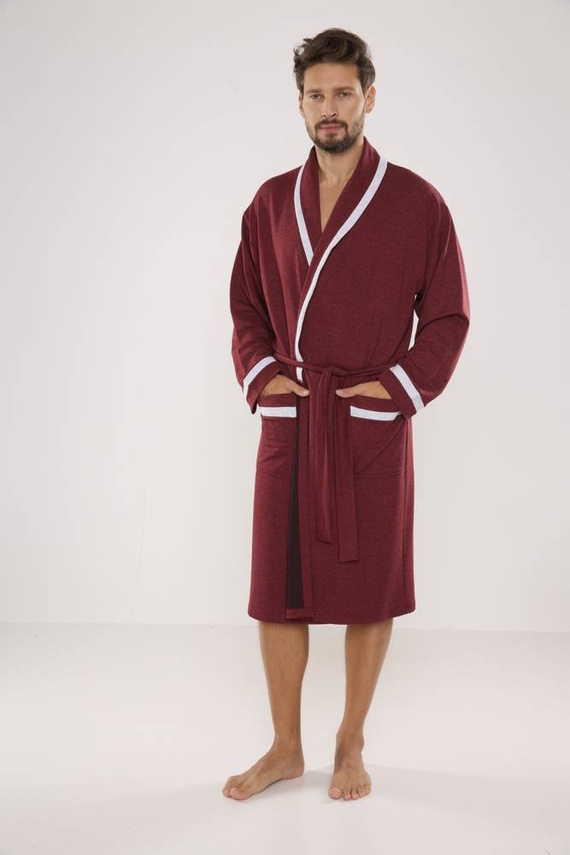 564 Bruno Morgenmantel für Herren De Lafense - kastanienbraun