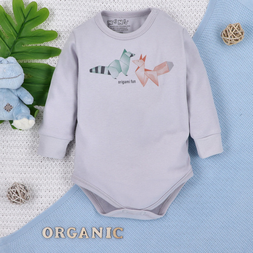 ABN-5384 Lustiger Origami-Body aus Bio-Baumwolle, Nini-Grau