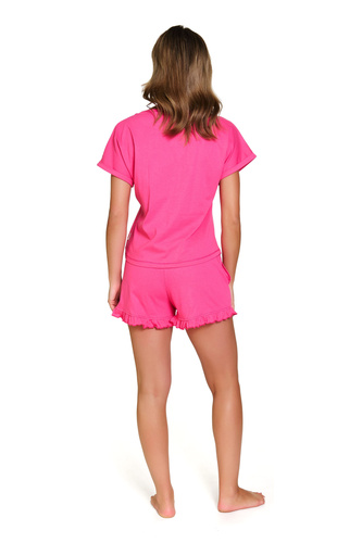 7357 Baumwoll-Damenpyjama Doctor Nap – bezauberndes Set mit Rüschen – Pfingstrose