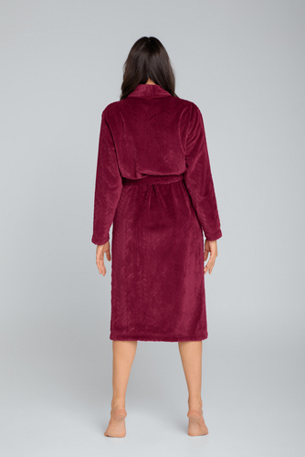 Bona Damen-Fleece-Morgenmantel Italian Fashion - kastanienbraun 