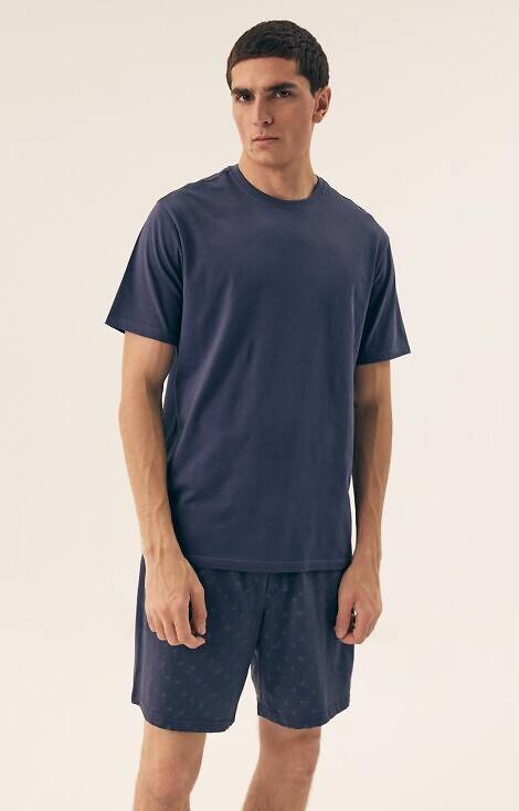 42601 Shore Herren-Pyjama Core Henderson – stahlblau