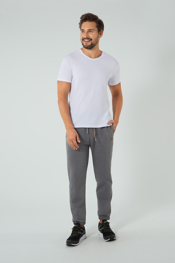 Leader Herren lange Jogginghosen Italian Fashion - mittel melange
