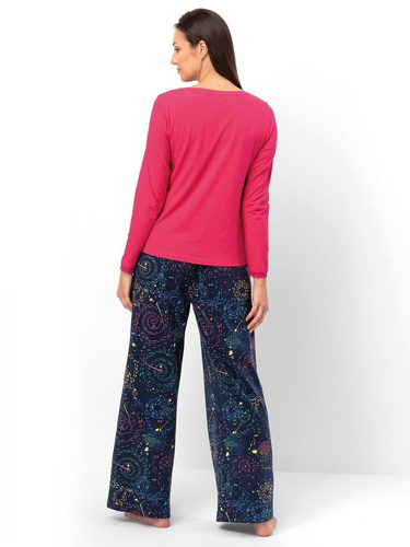 Key LNS 750 Damenpyjama, Himbeere – Baumwolle, lange Ärmel, bequem