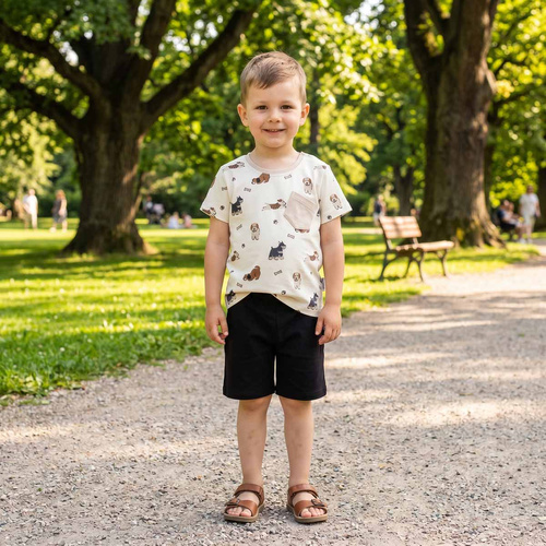 163892 Nicol Schwarze Jungen Baumwollshorts mit Taschen