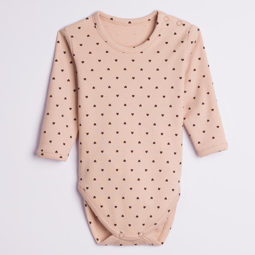 Nicol Hania 226097 Baby-Body Langarm Baumwolle Herzchen Beige