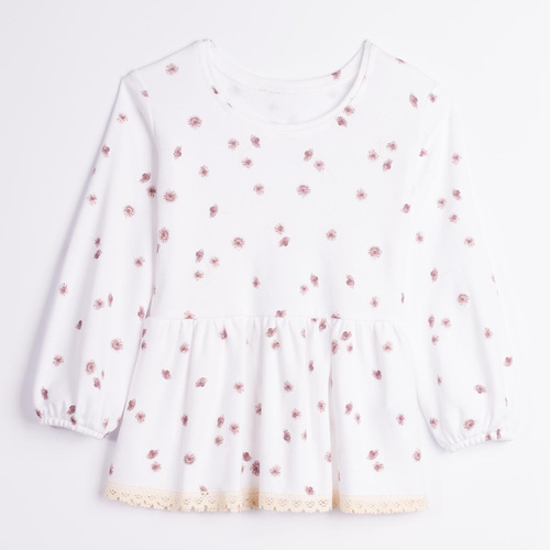 Nicol Hania 226138 Mädchenbluse 100% Baumwolle mit Volant und Blumenmuster