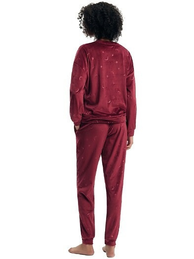 Damen-Pyjama Henderson 45439 Gilly Carmine 100% Baumwolle Langarm