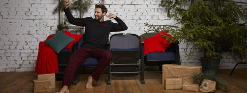 Zeman Italian Fashion Herren Schlafanzug - schwarz/print