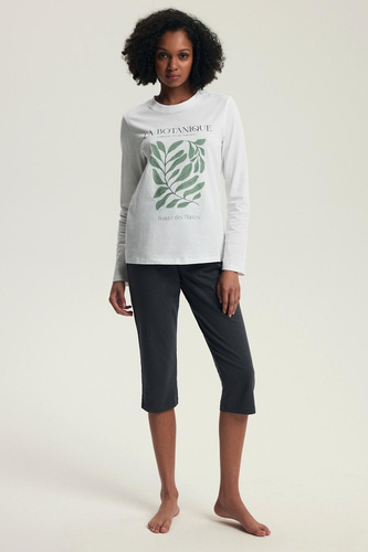 Henderson Danna 43686 Damen-Pyjama, Creme – Baumwolle, lange Ärmel, bequemer Schnitt