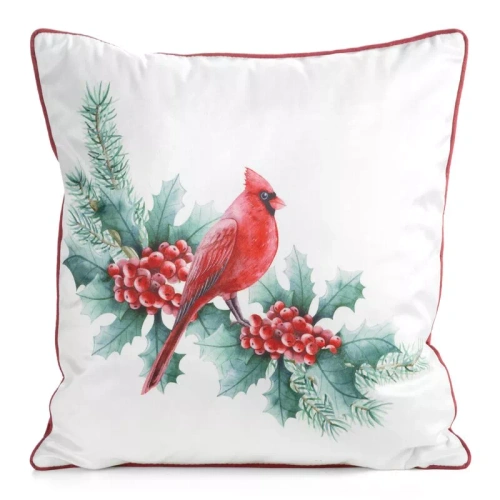 CHP389 Eurofirany Weihnachtskissenbezug 45x45 Samt mit Druck und Paspelierung