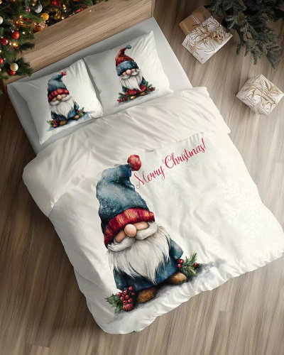 5826 A Baumwoll-Weihnachtsbettwäsche Christmas Dreams Detexpol creme mit einer Elfe Merry Christmas – Weihnachtsset aus 100 % Baumwolle