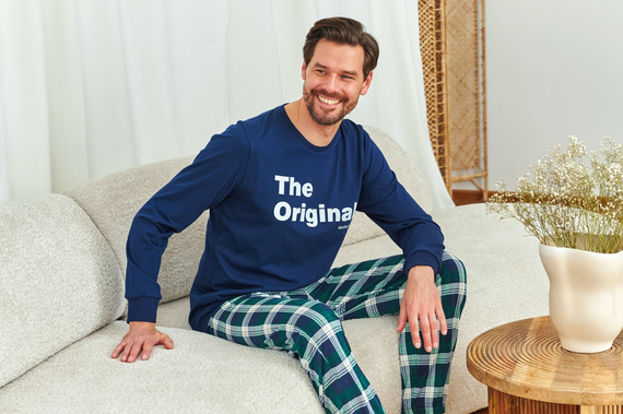 7341 Doctor Nap – Herren-Pyjama „The Original“ | 100 % Baumwolle, polnische Produktion – Marineblau