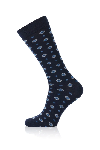 S177D Rajmund Herren lange Socken Italienische Mode - navy blau